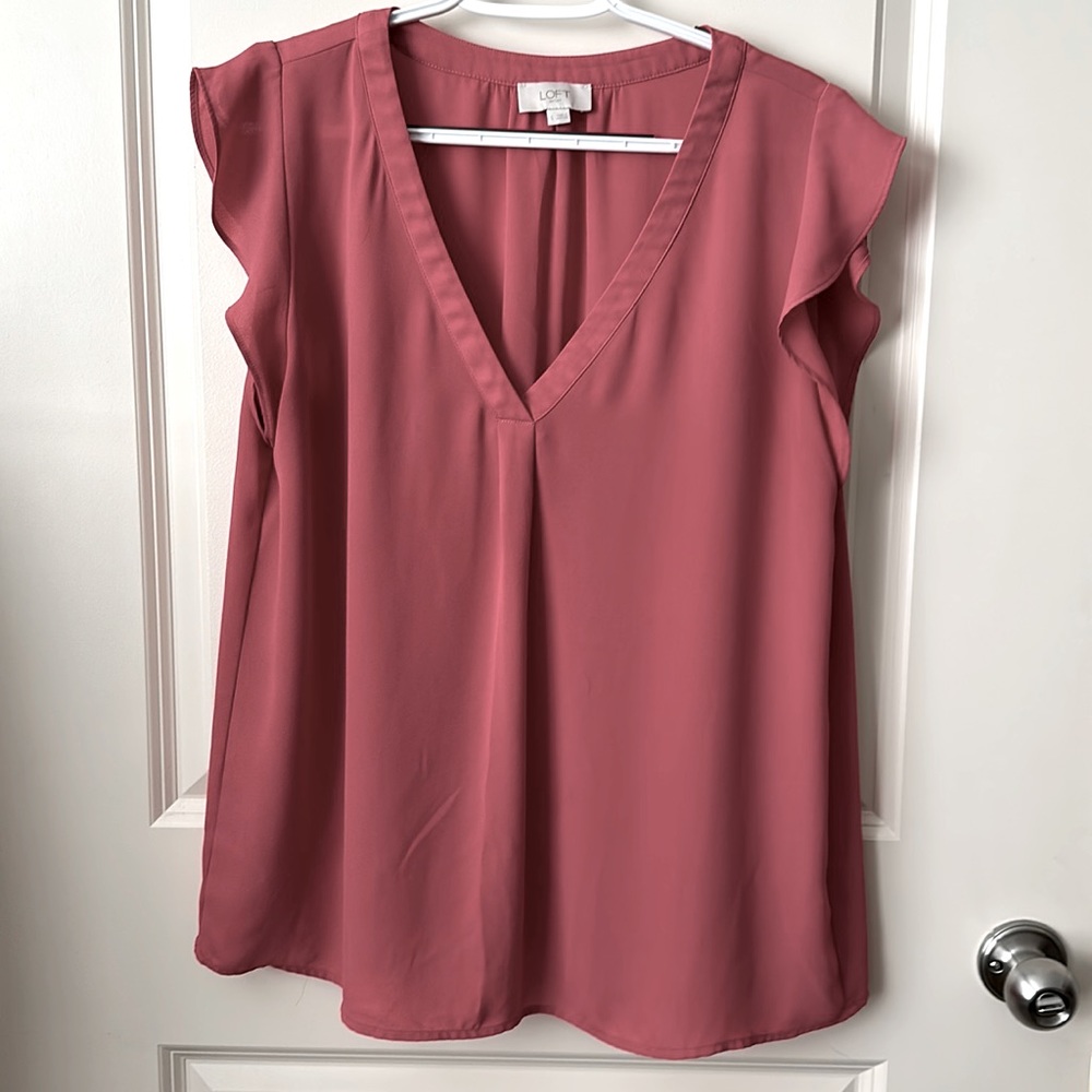 Loft, coral, short sleeve top